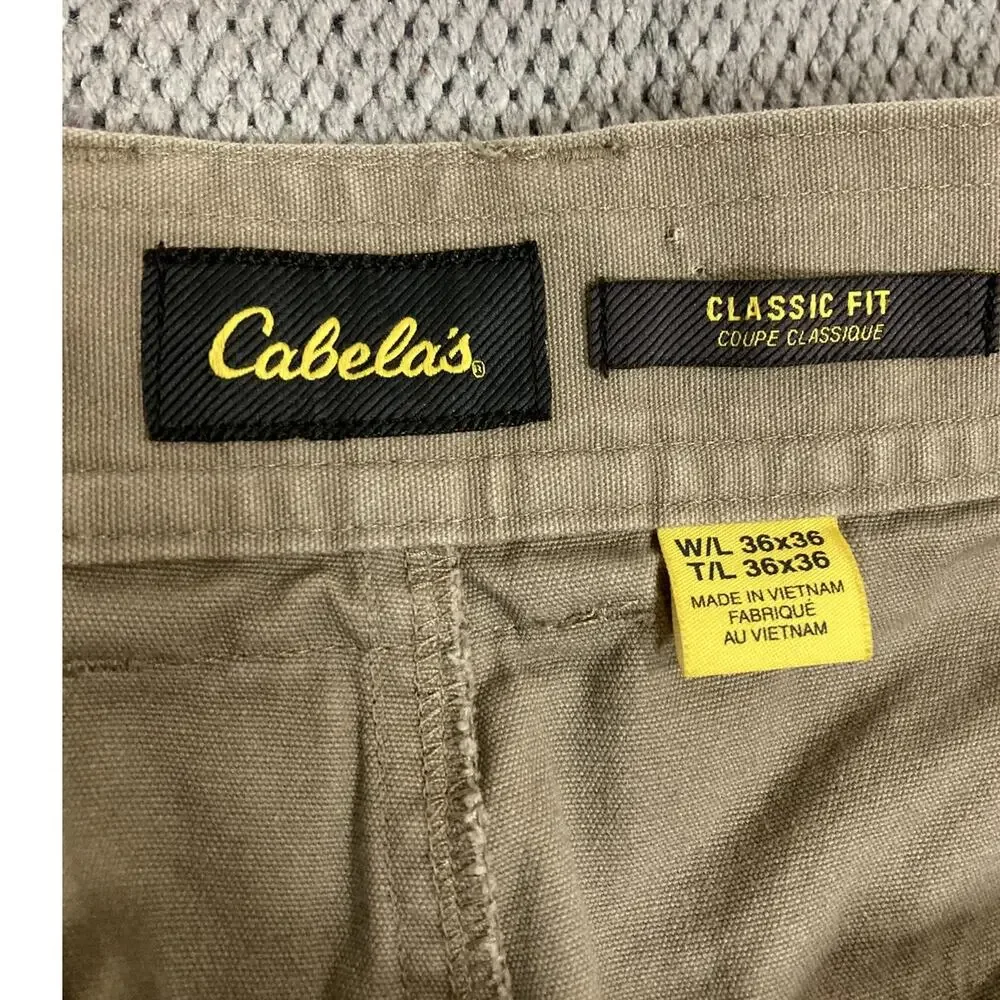 Cabela's Vintage Cargo Pants Men 37X36‎ Khaki Straight Classic Fishing Hunting